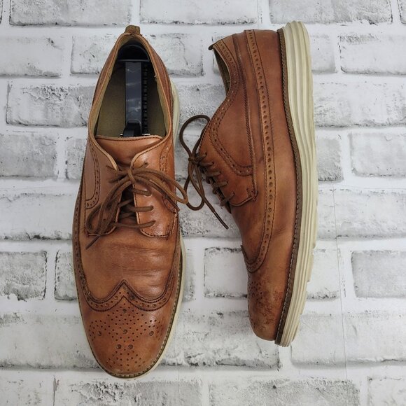 Cole Haan OG Original Grand Wingtip Oxfords Comfort Brown Tan Men's Size 10.5 - Picture 1 of 8